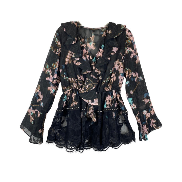 Alberto Makali Ruffled Lace Trimmed Top-Thumbnail