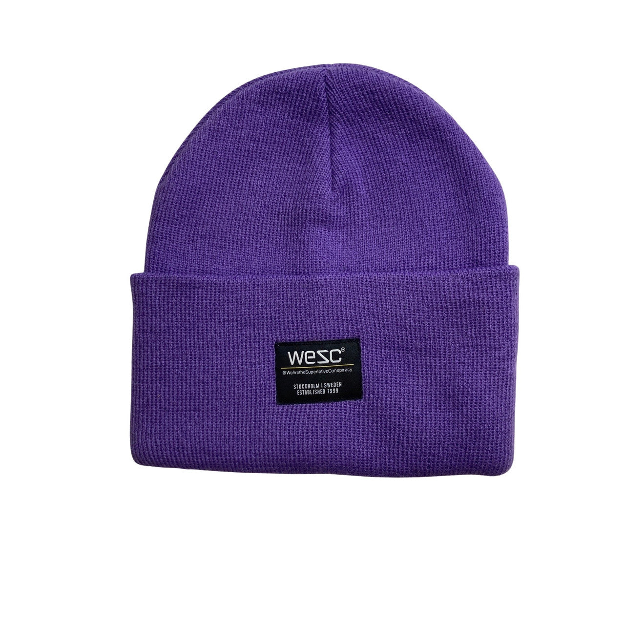 WESC Knit Logo Beanie-purple