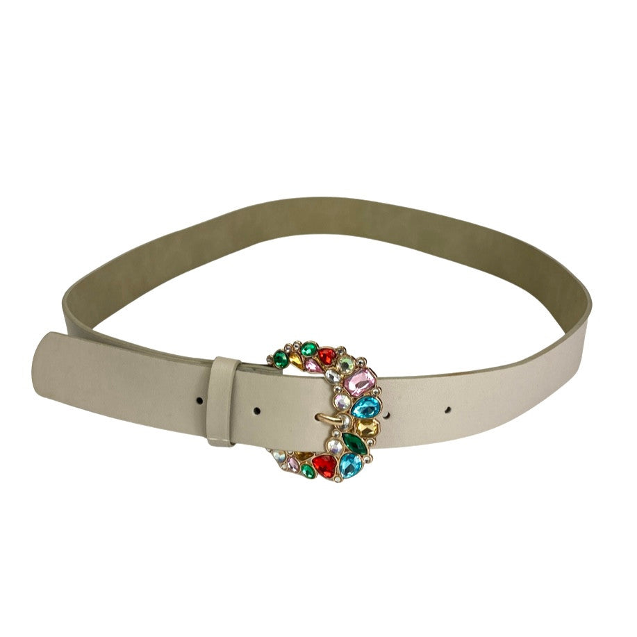 Eloquii Rhinestoned Buckle Belt-Front