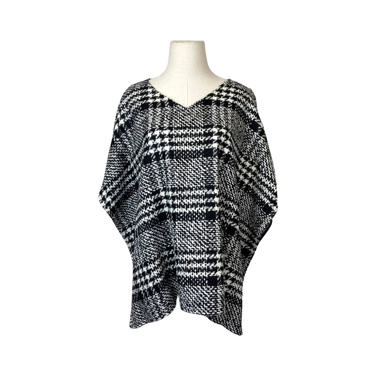 Kal Rieman Houndstooth Tweed Poncho-thumbnail