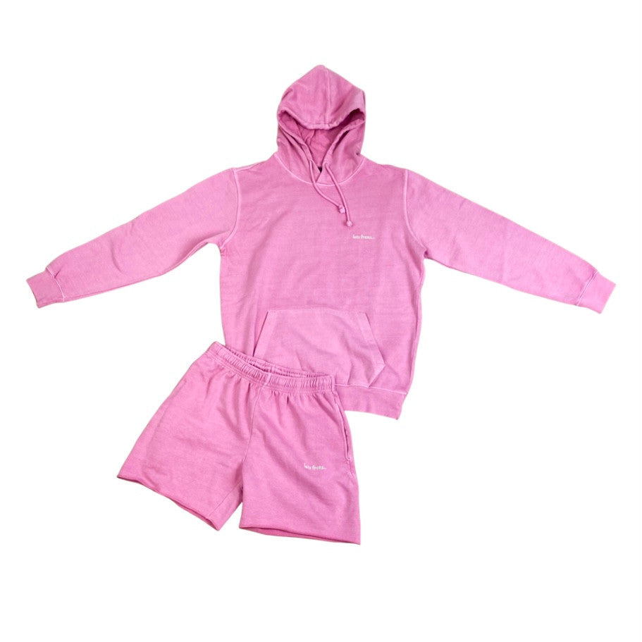 Urban Outfitters x Iets Frans Hoodie and Short Set-Pink Set