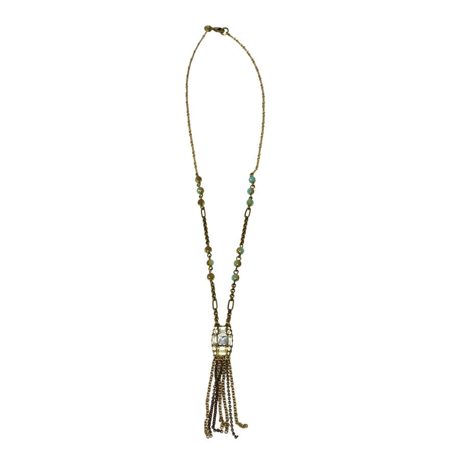 Embellished Dangle Tassel Necklace-Thumbnail