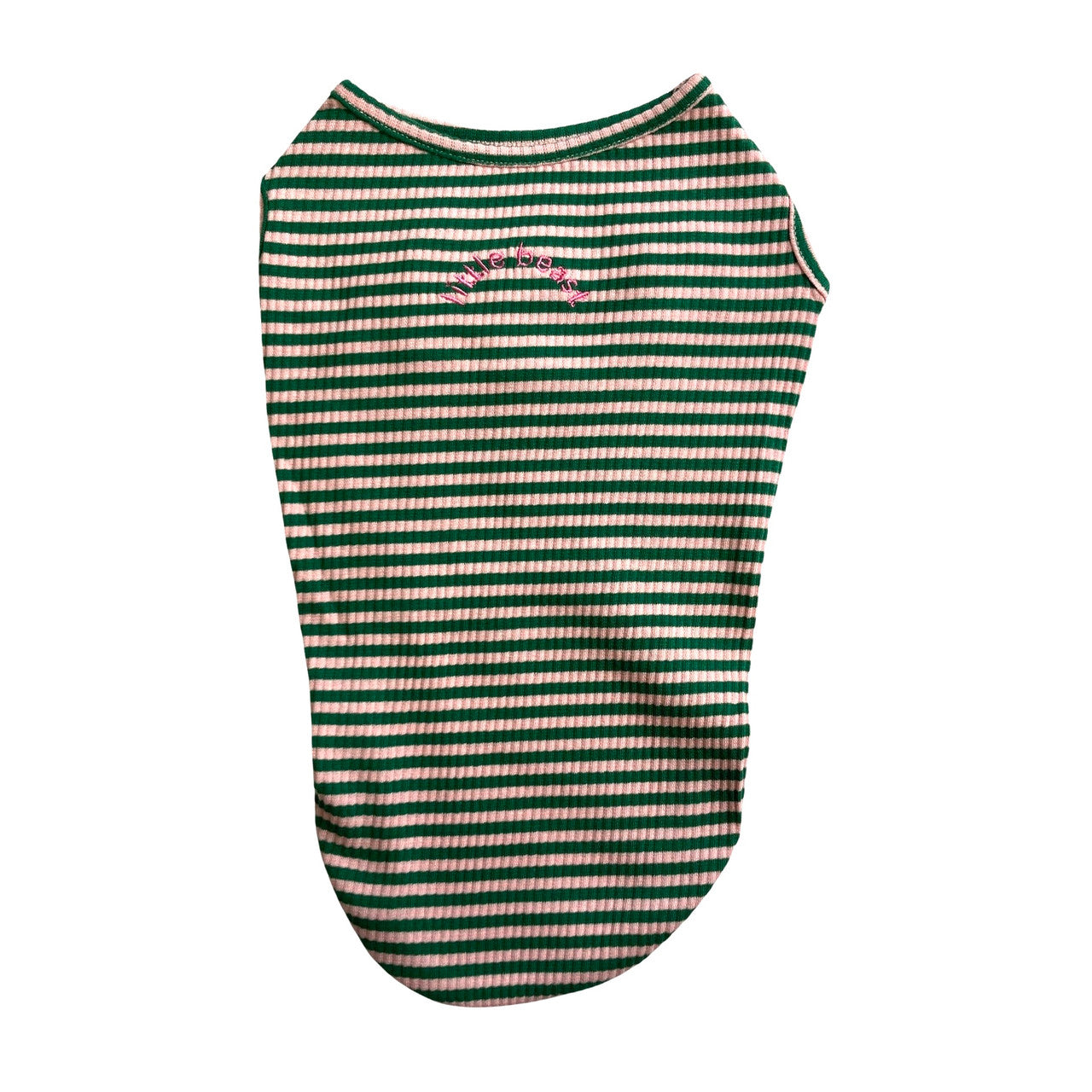 Little Beast Pink and Green Stripe Dog Tee-front