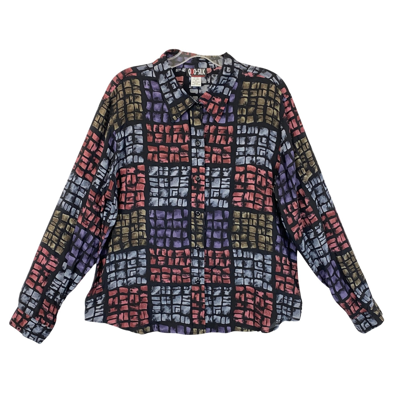 Vintage Quo Silk Patterned Button Up Shirt