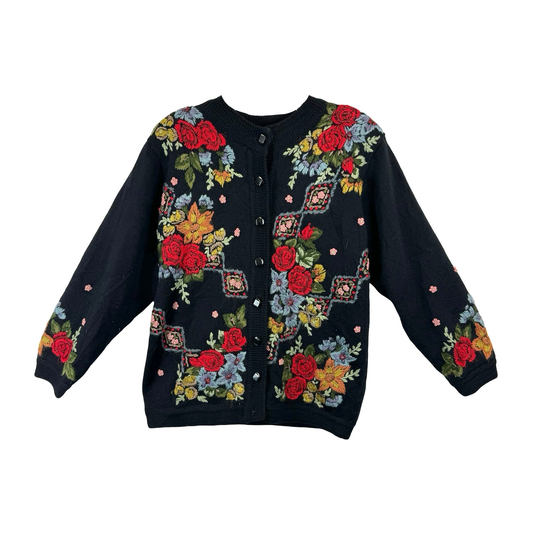 Vintage Madame Rivere Embroidered Floral Cardigan