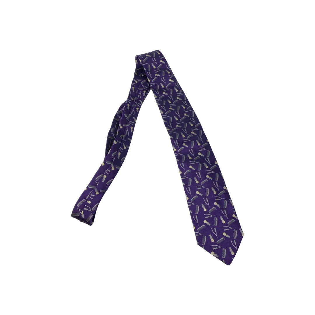 New & Lingwood Purple Barber Design Silk Tie-Full