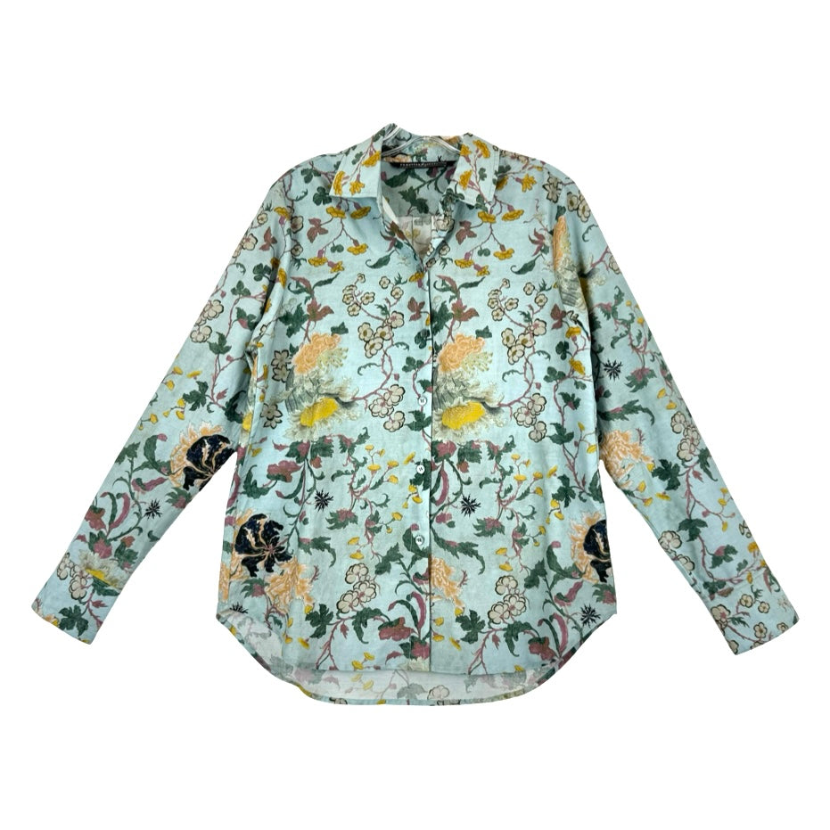 Peruvian Connection High Low Floral Print Shirt