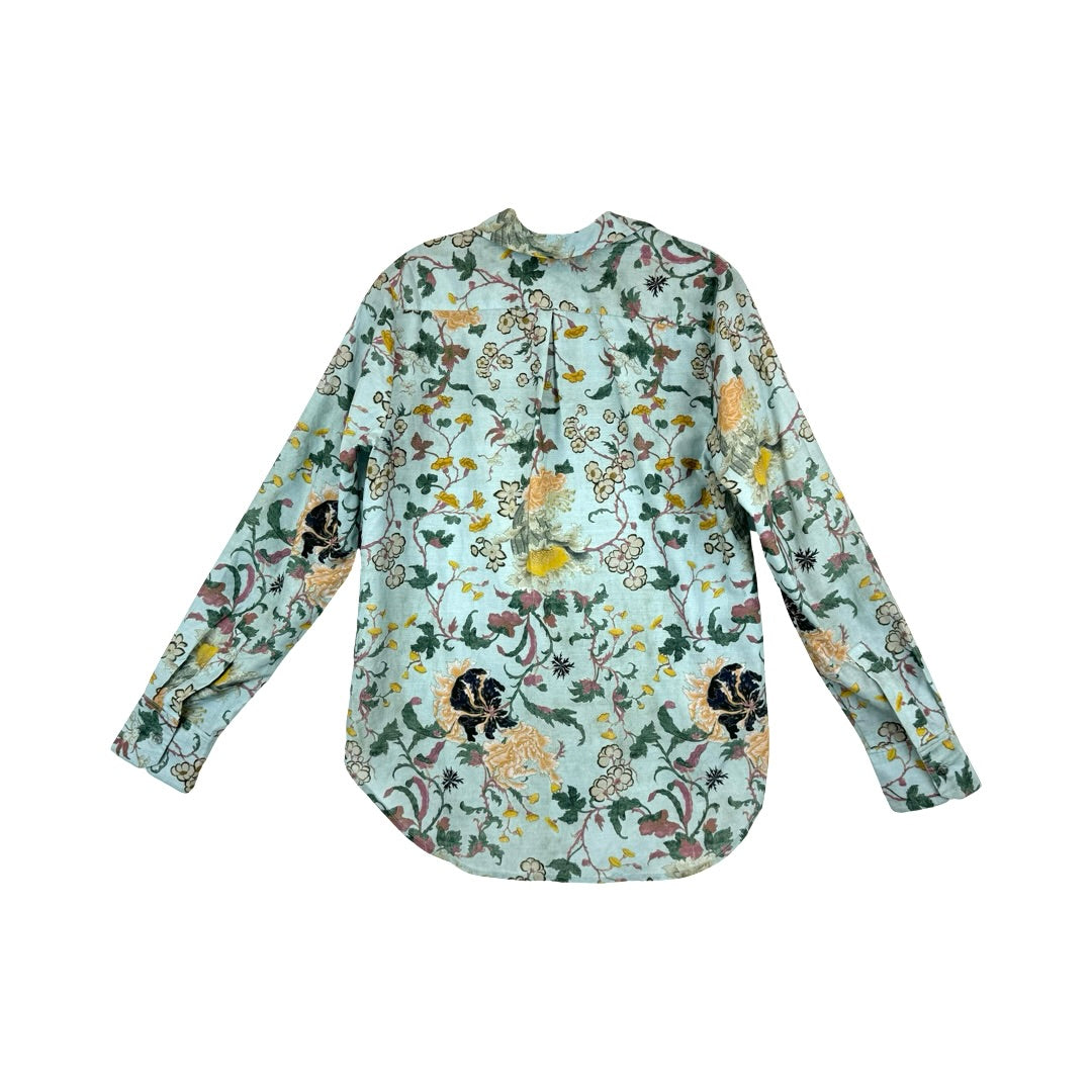 Peruvian Connection High Low Floral Print Shirt