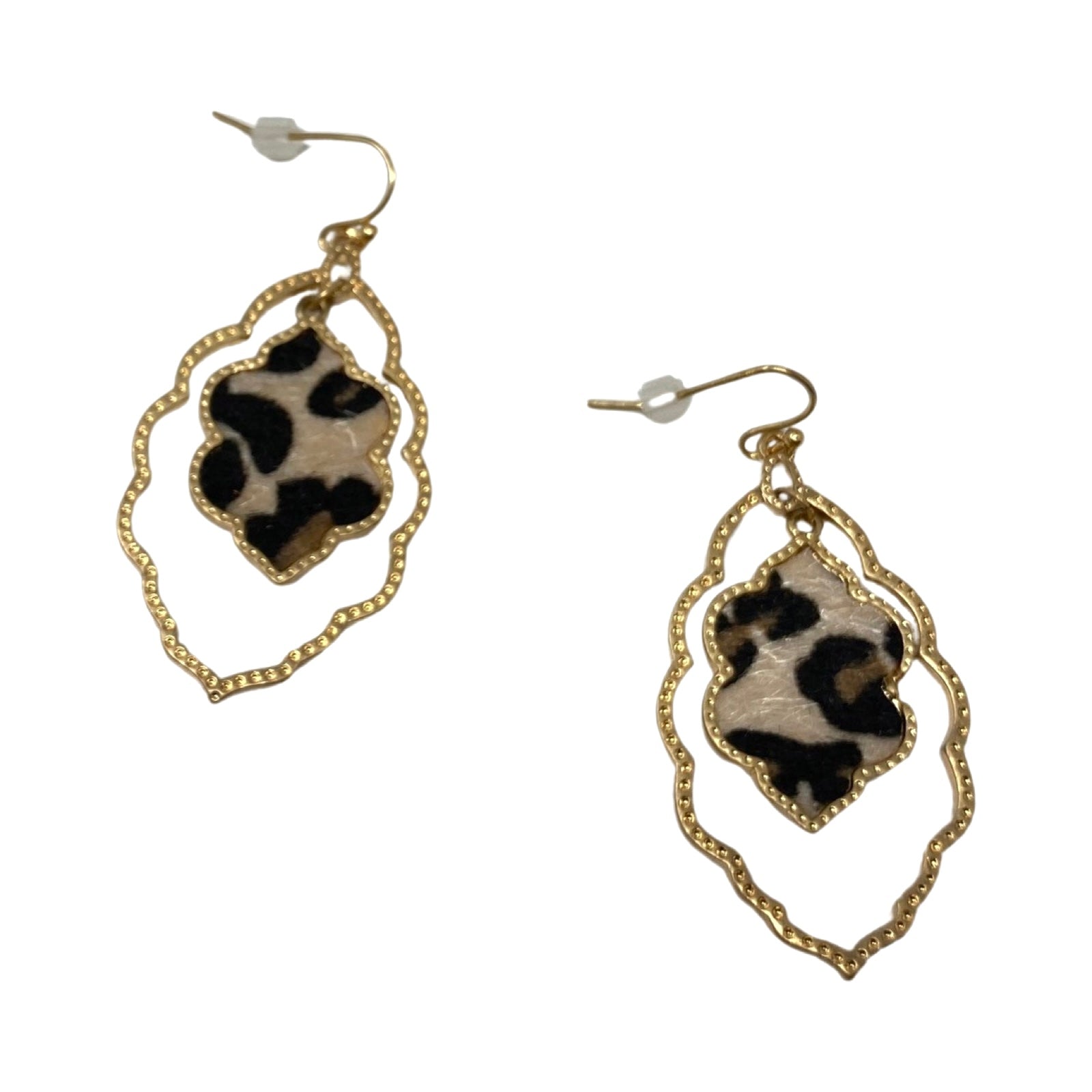 Scalloped Leopard Print Drop Earrings