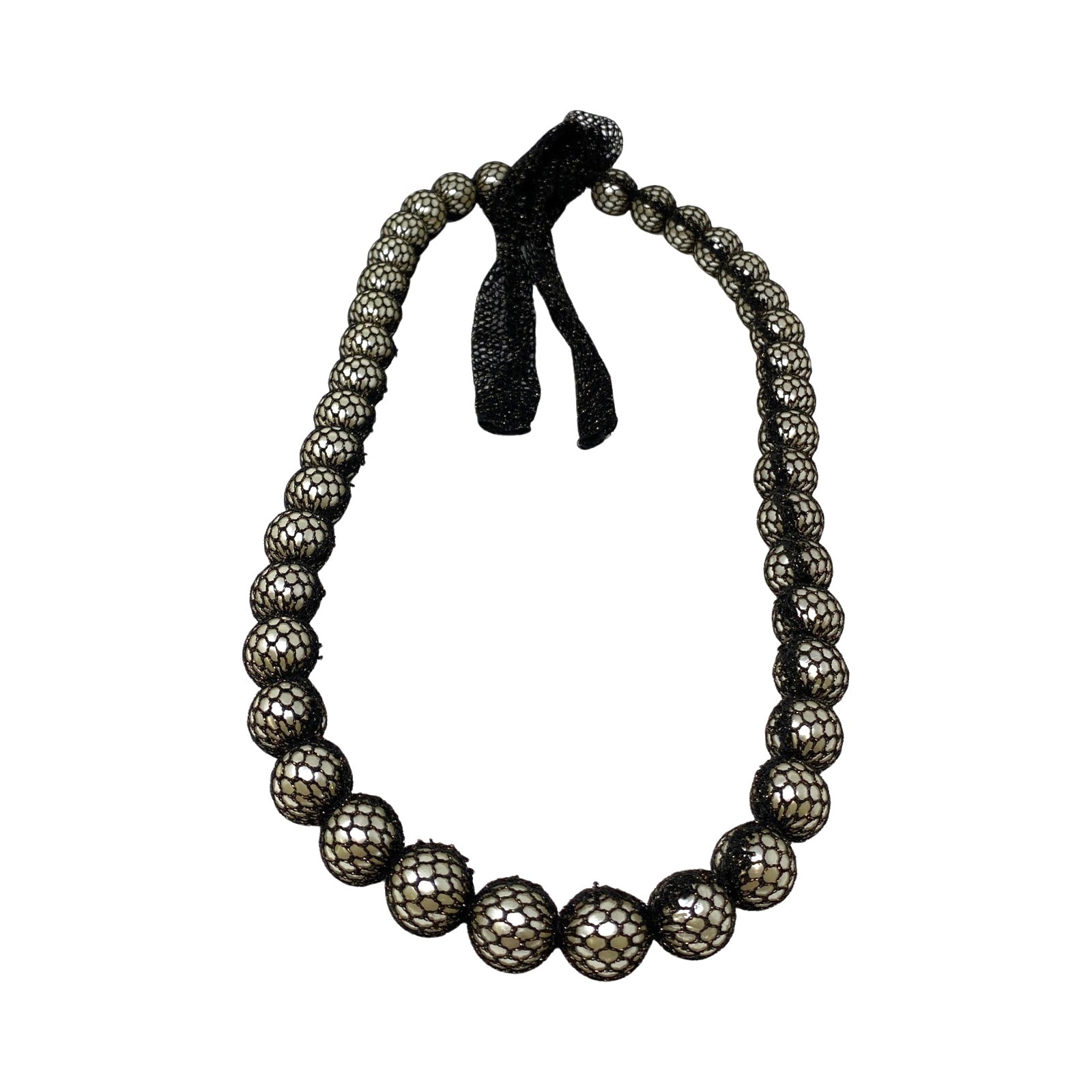 Net Wrapped Faux Pearl Necklace