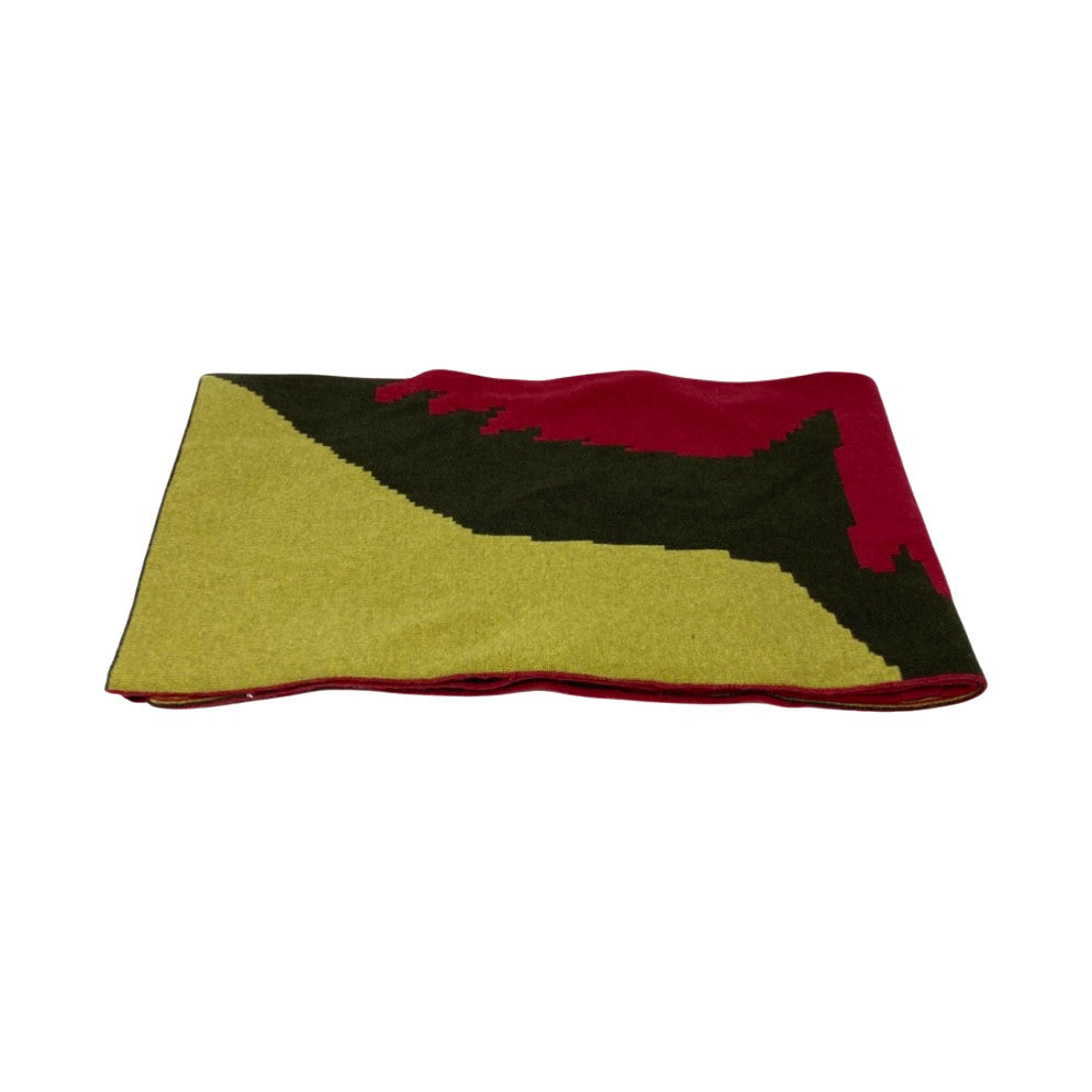 Portolano Red and Green Colorblock Wool Blend Scarf-Flat