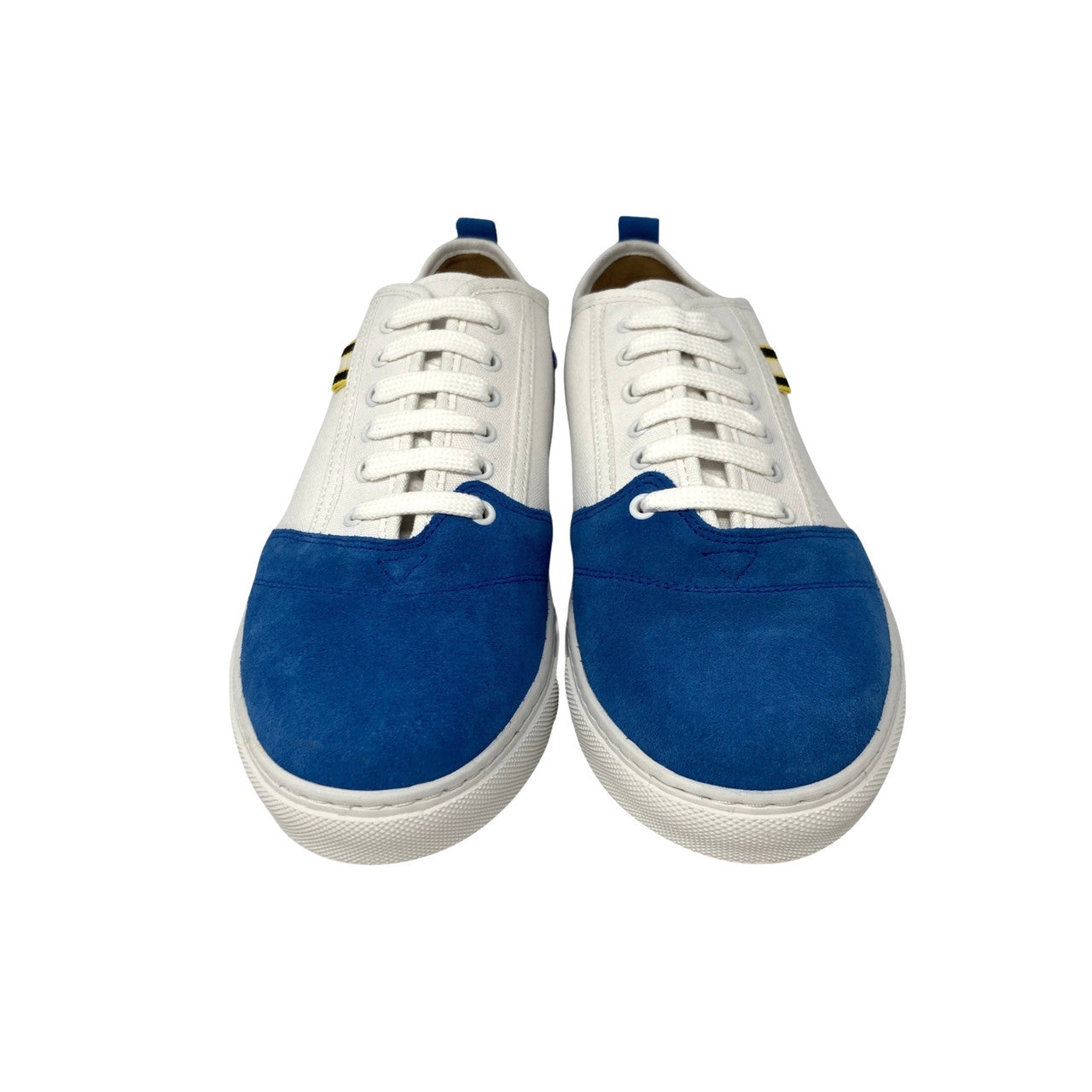 Aprix White Canvas And Royal Blue Suede Sneaker-front