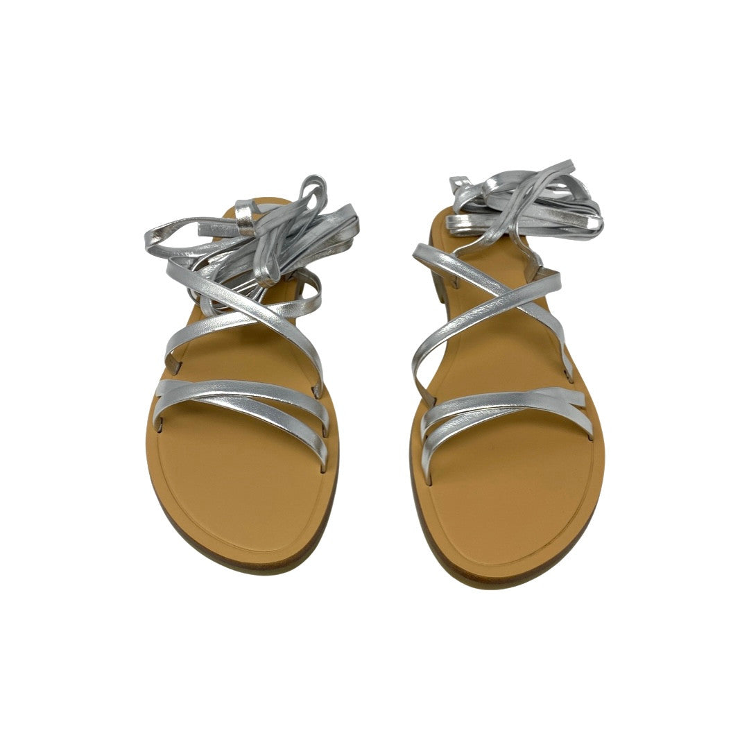 & Other Stories Silver Lace Up Sandals-Front