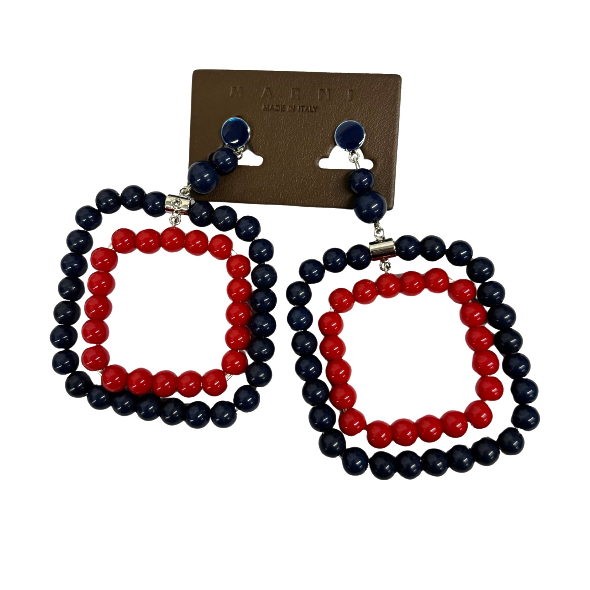 Marni Multicolor Beaded Square Motif Earrings