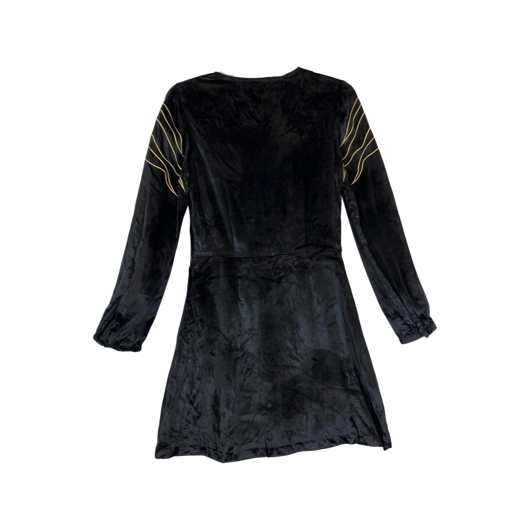 & Other Stories Gold Embroidered Velvet Mini Dress