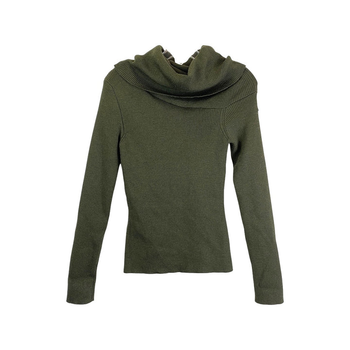 Monse Olive Rib Knit Cowl Neck Sweater-Thumbnail