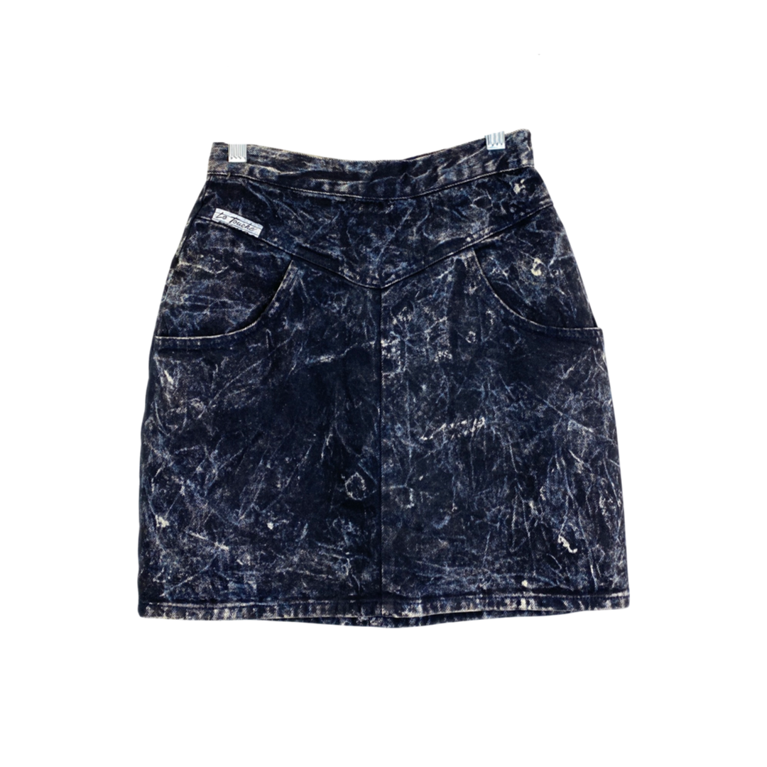 Vintage Le Touche Acid Wash Denim Skirt-Thumbnail