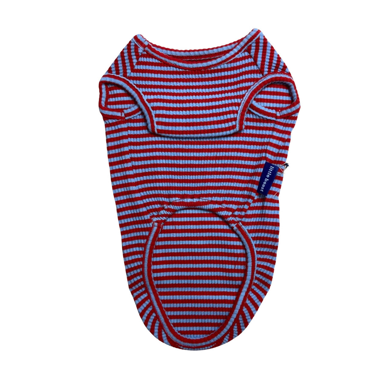 Little Beast Red and Blue Stripe Dog Tee-back