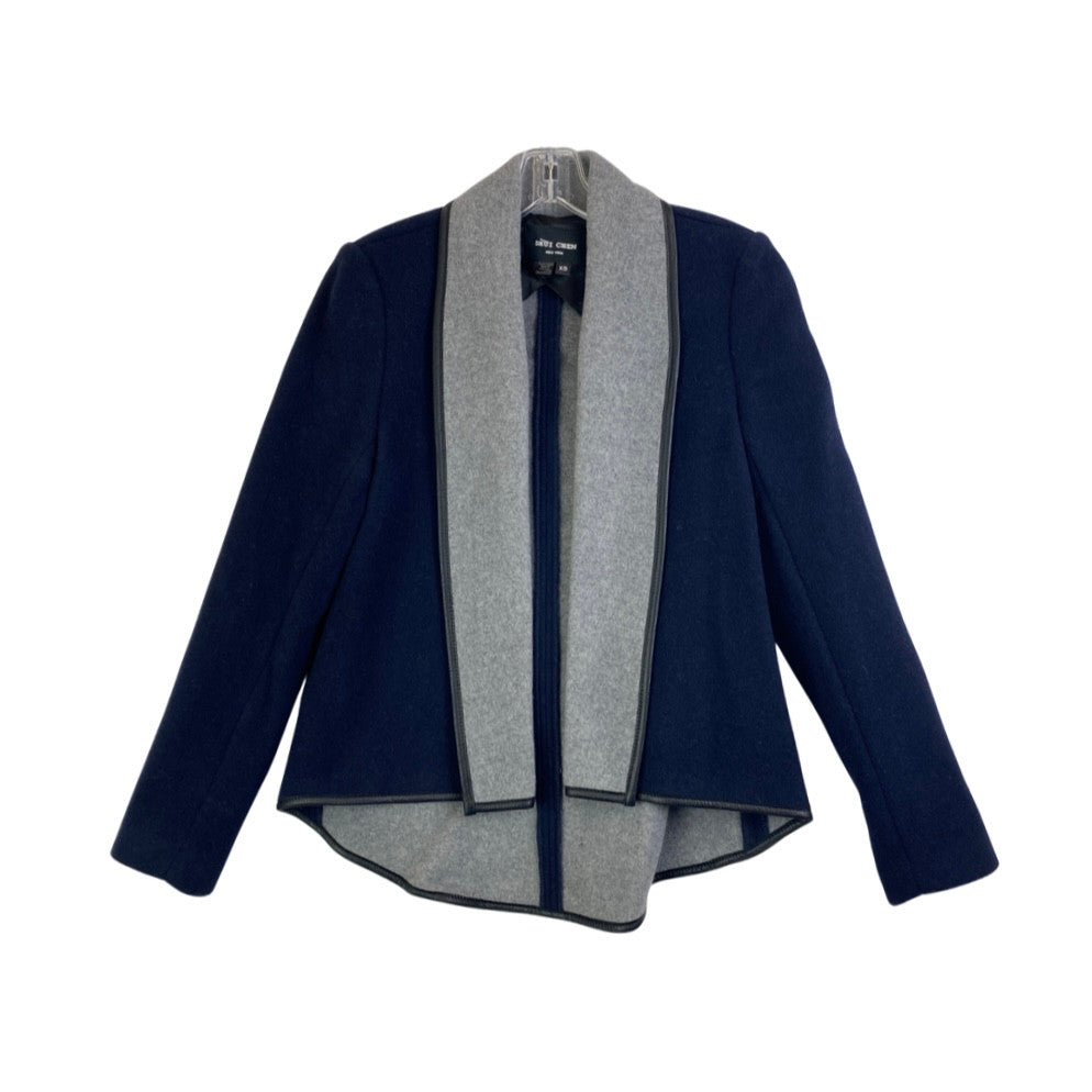 Shui Chen Navy And Gray Double Face Wool Blazer-Thumbnail