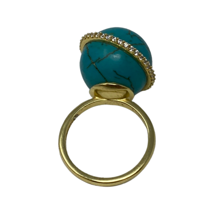 Sole Society Gold and Turquoise Round Stud Ring-Thumbnail