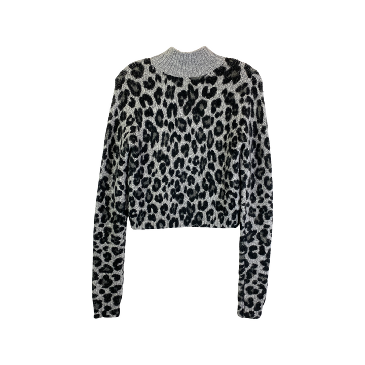 Black and Gray Leopard Print Sweater Set-Top back
