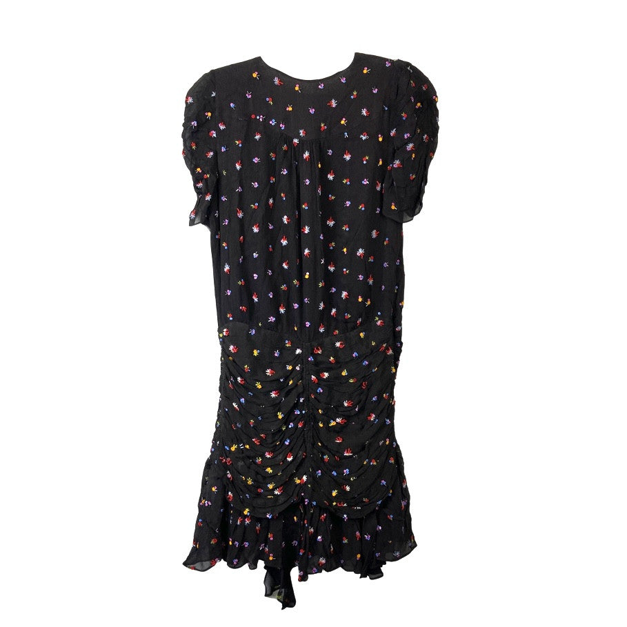 Tanya Taylor Beaded Floral Short Sleeved Dress-Back