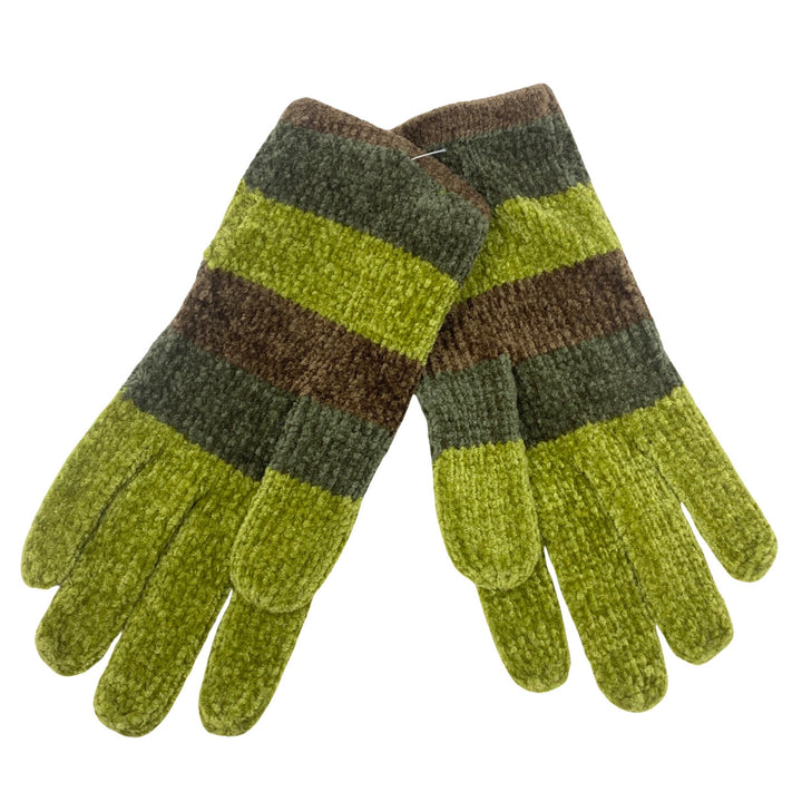 Moschino Striped Chenille Knit Gloves-green back