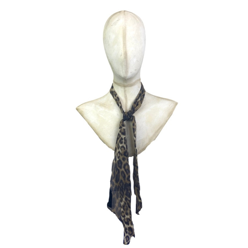 Nili Lotan Brown Leopard Print Skinny Scarf-Thumbnail