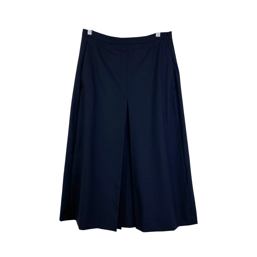 COS Wool Inverted Box Pleat Midi Skirt-Navy front