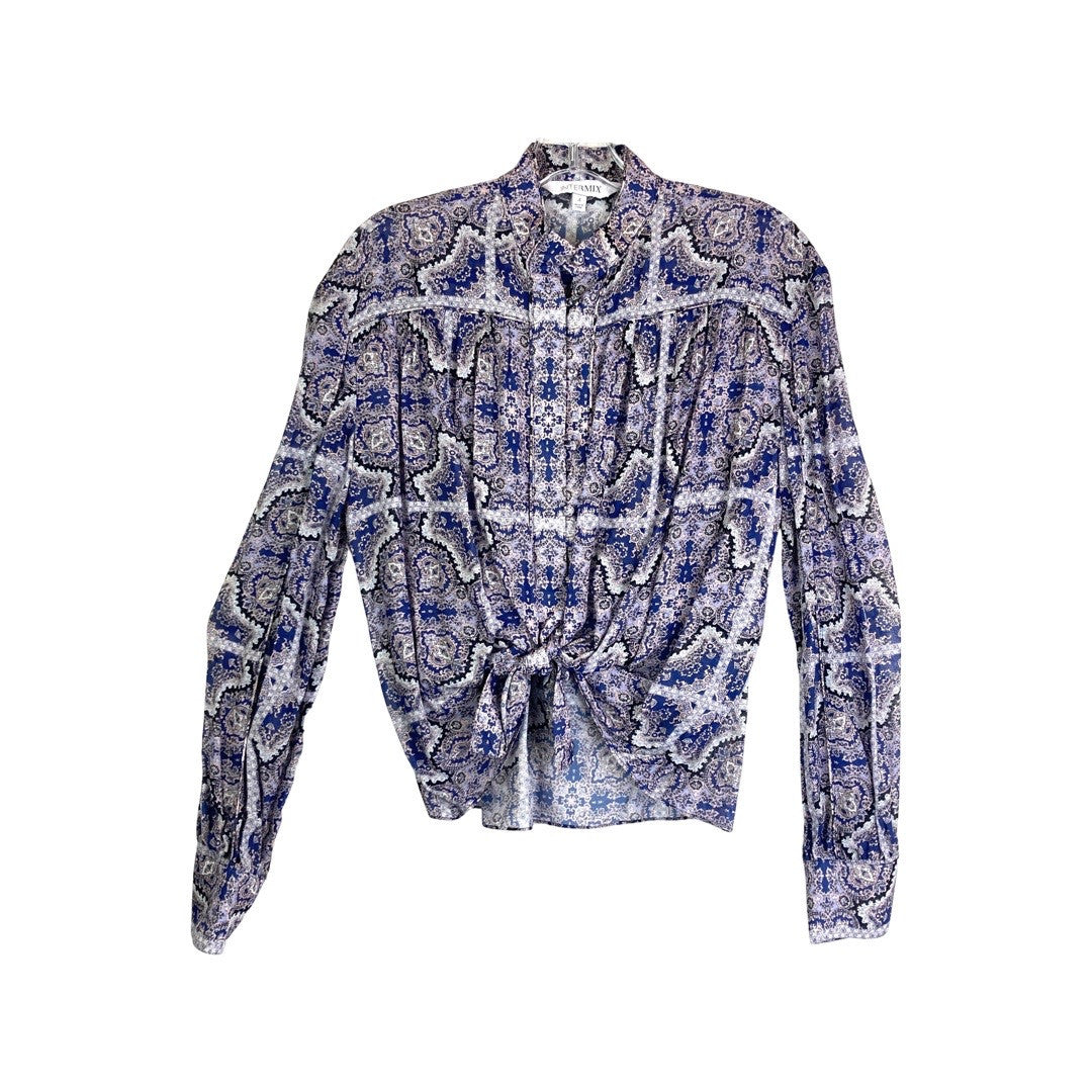 Intermix Paisley Waist Tie Blouse-Thumbnail