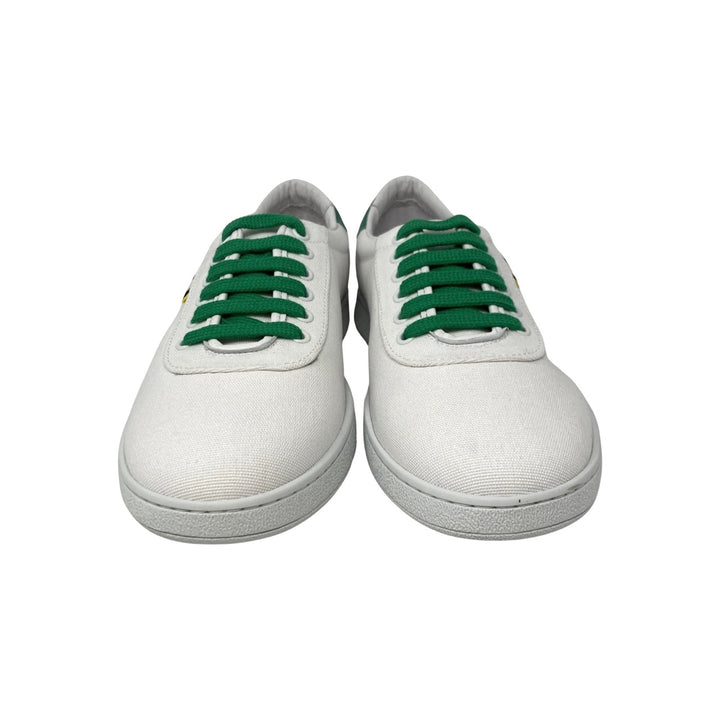 Aprix White Canvas and Kelly Green Accent Sneaker-front