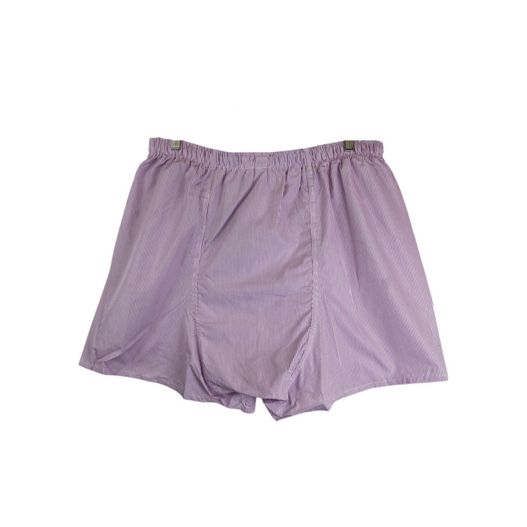 New & Lingwood Pink and White Striped Cotton Boxers-Back