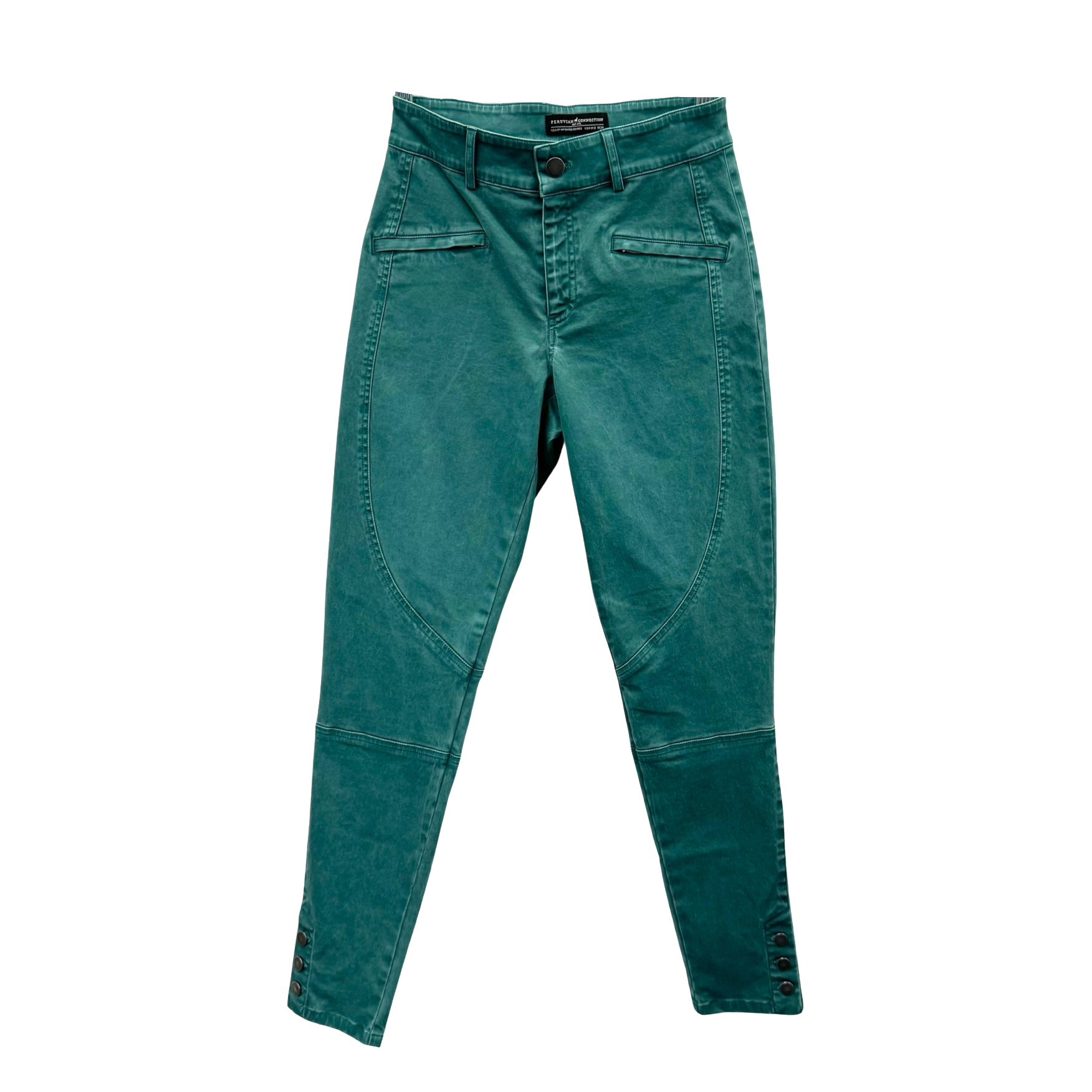 Peruvian Connection Teal Zip Pocket Pants