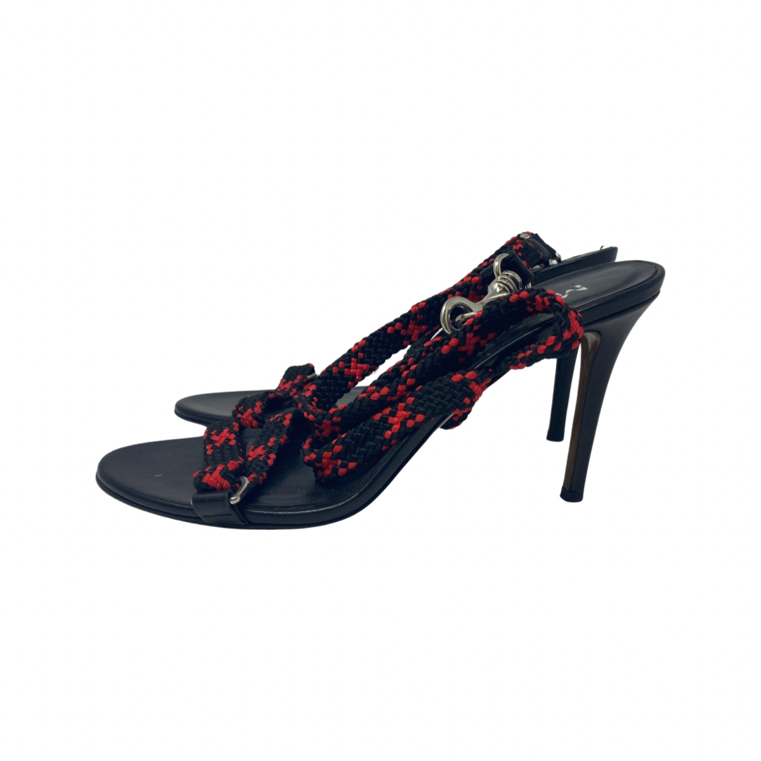 Monse Red and Black Rope Strap Heels-Side
