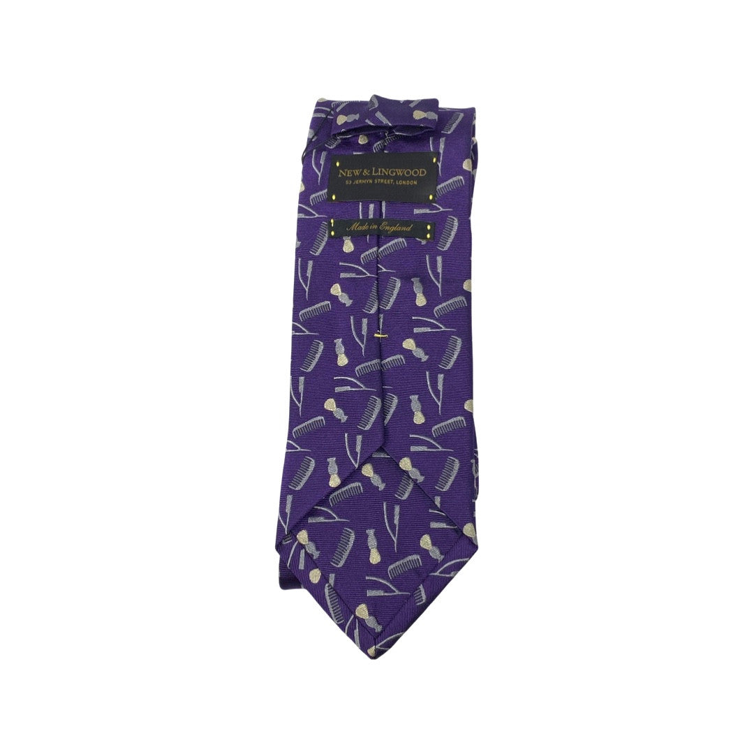 New & Lingwood Purple Barber Design Silk Tie-Back