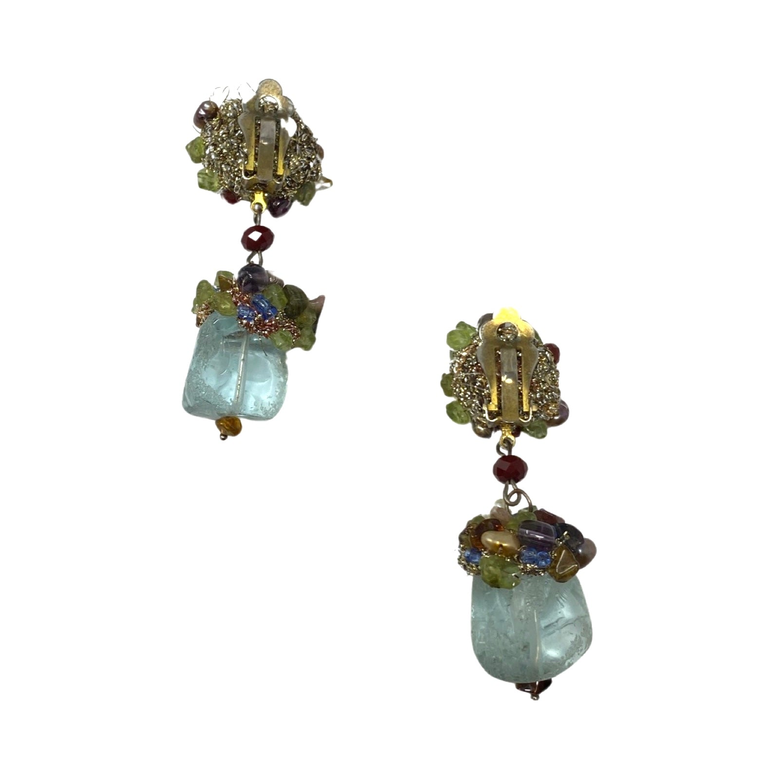 Multi-Stone Crystal Cluster Clip On Earrings