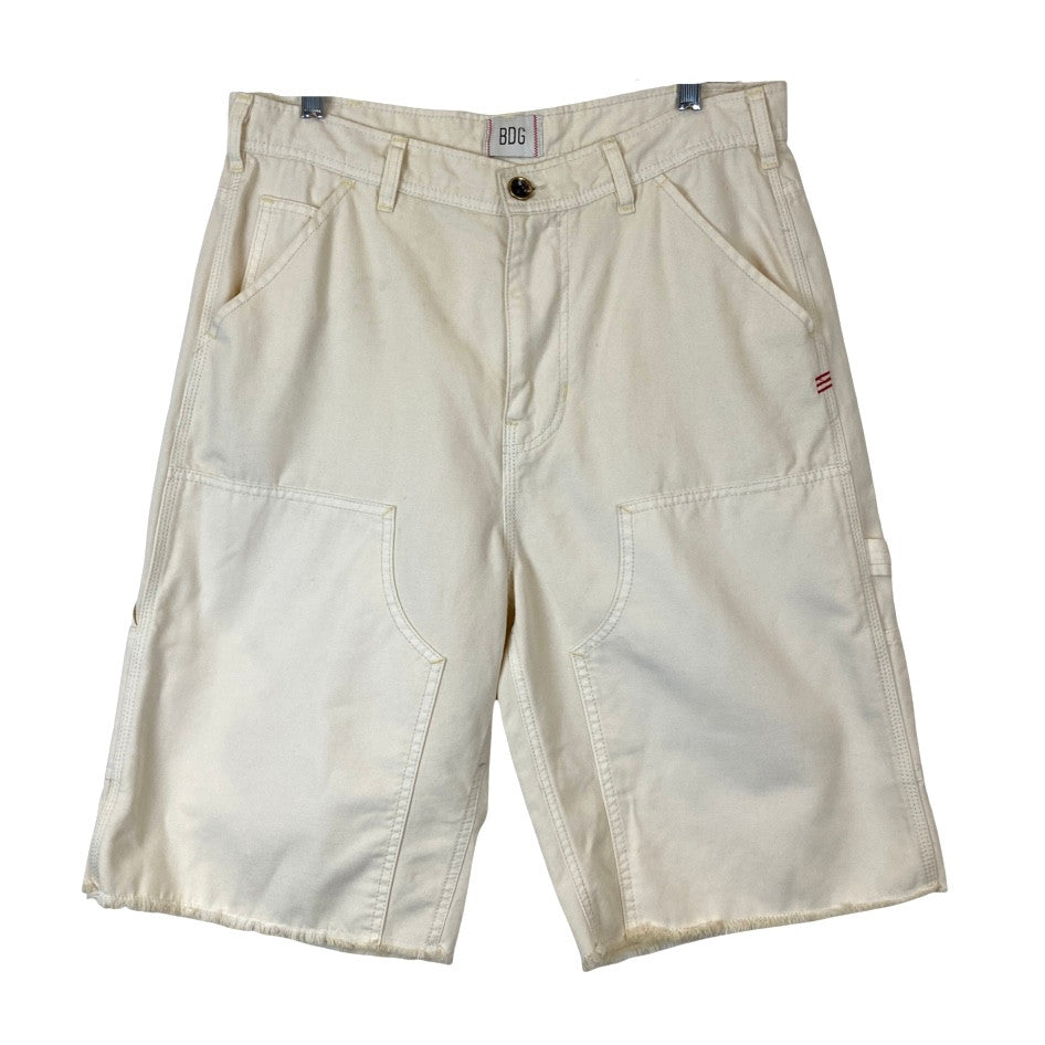 Urban Outfitters Cut Off Carpenter Shorts-White front