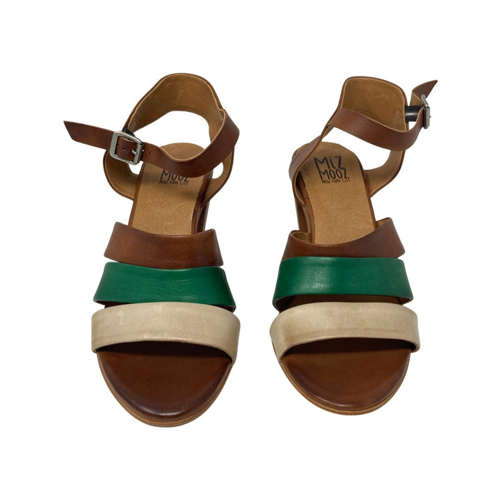 Miz Mooz Multicolor Strappy Block Heeled Sandal-Front brown