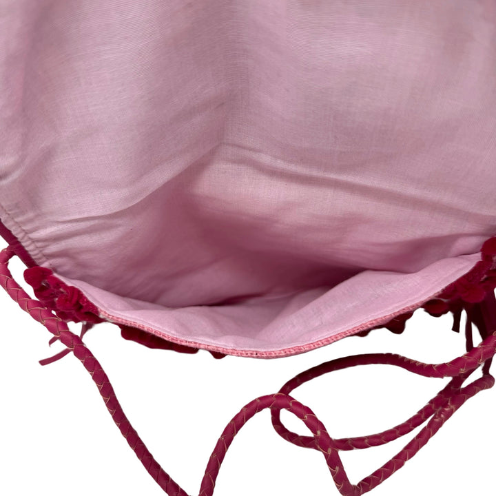 Shashi Small Pink Pom Pom Crossbody Bag