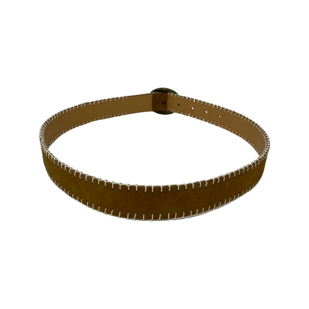 Linea Pelle Tan Blanket Stitch Belt-Back