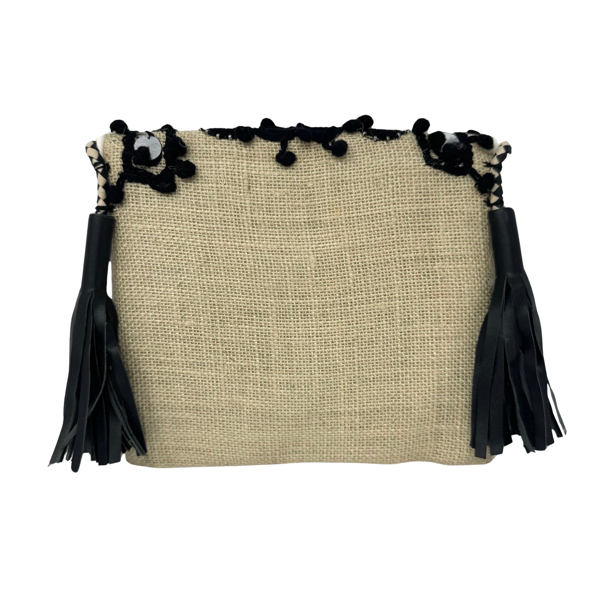 Shashi Small Beige and Black Disc Crossbody Bag