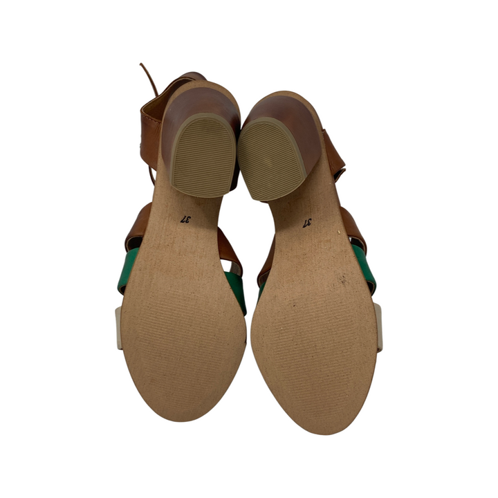 Miz Mooz Multicolor Strappy Block Heeled Sandal-Bottom brown