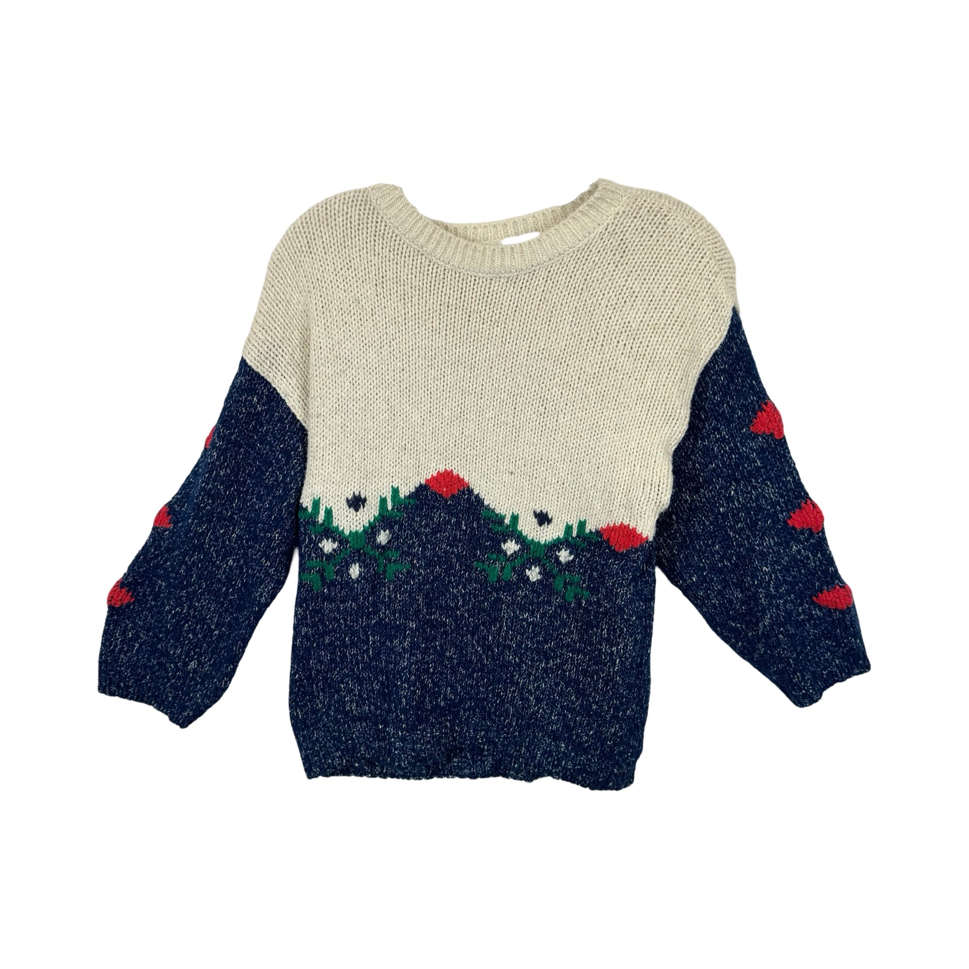 Vintage Koret City Blues Floral Colorblock Knit Sweater