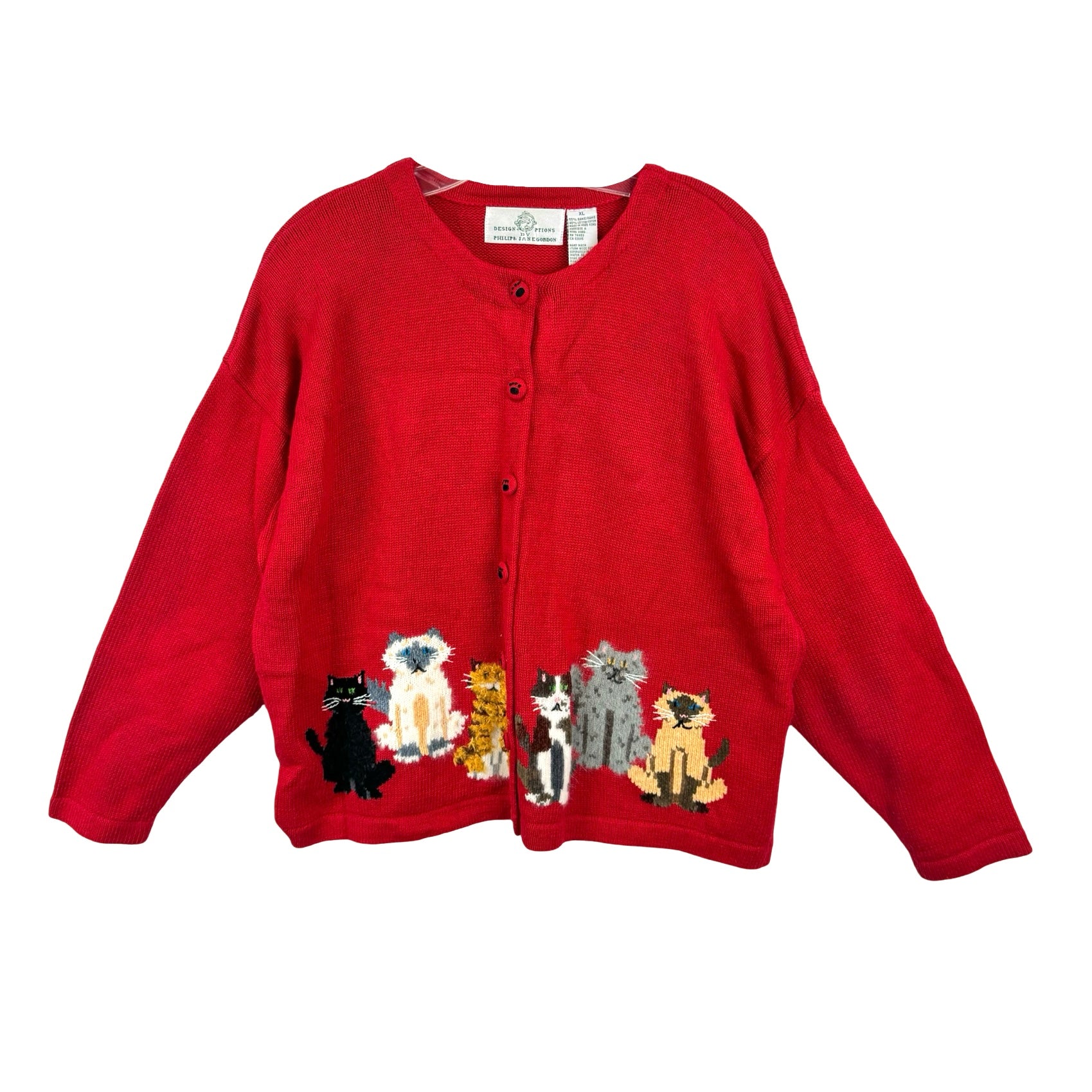 Vintage Design Options By Philip and Jane Gordon Cat Cardigan