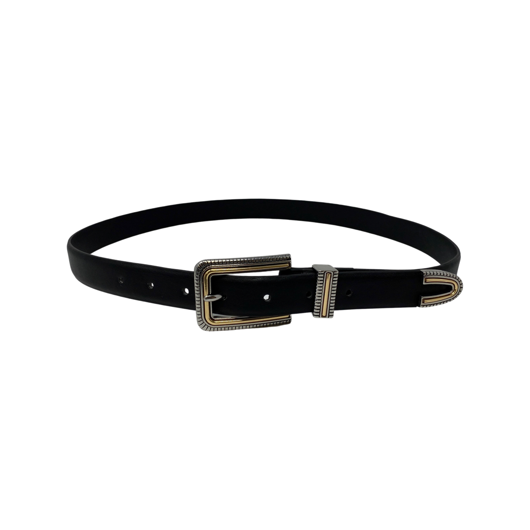 Linea Pelle Metal Detail Black Belt-Thumbnail