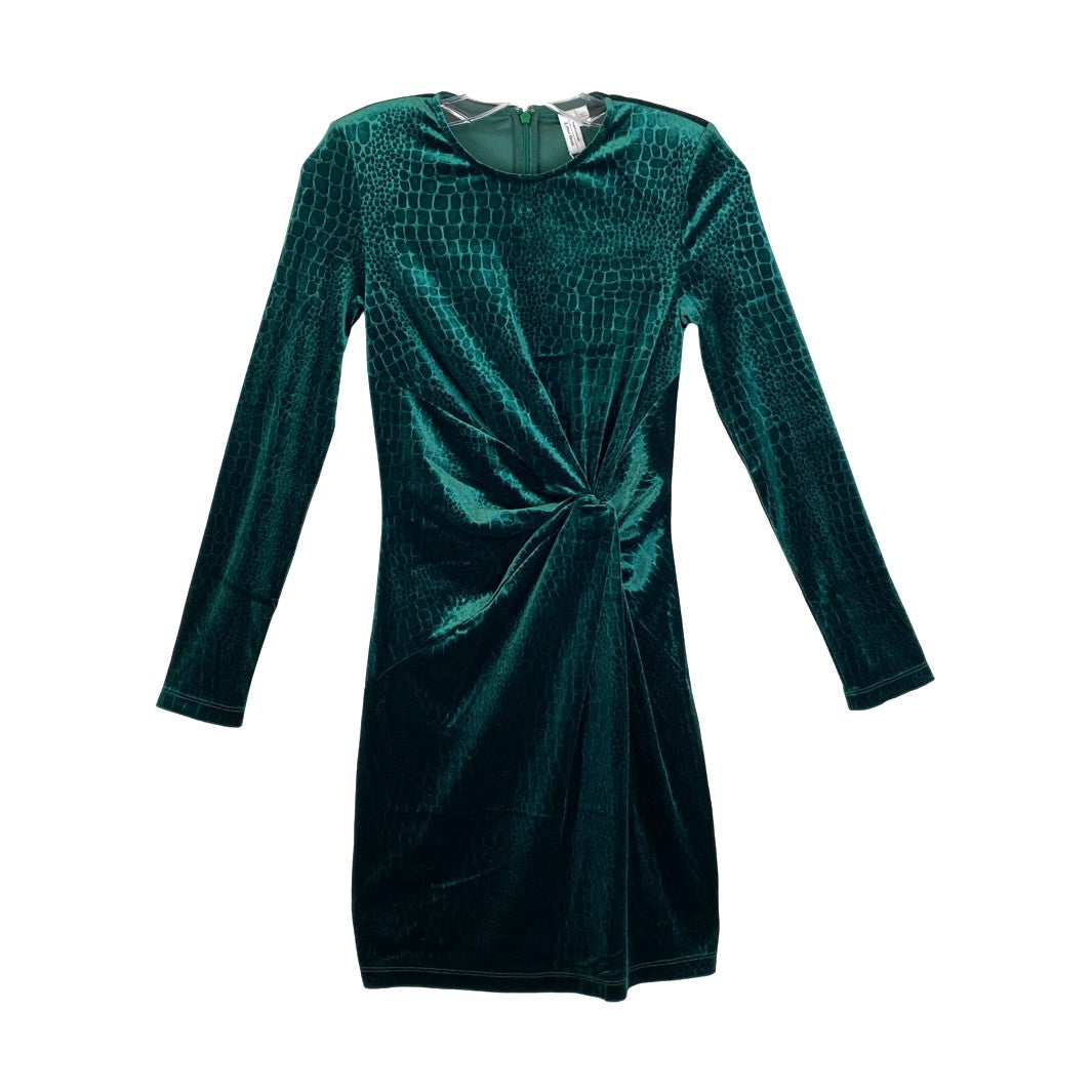 & Other Stories Emerald Animal Print Velvet Mini Dress-Thumbnail