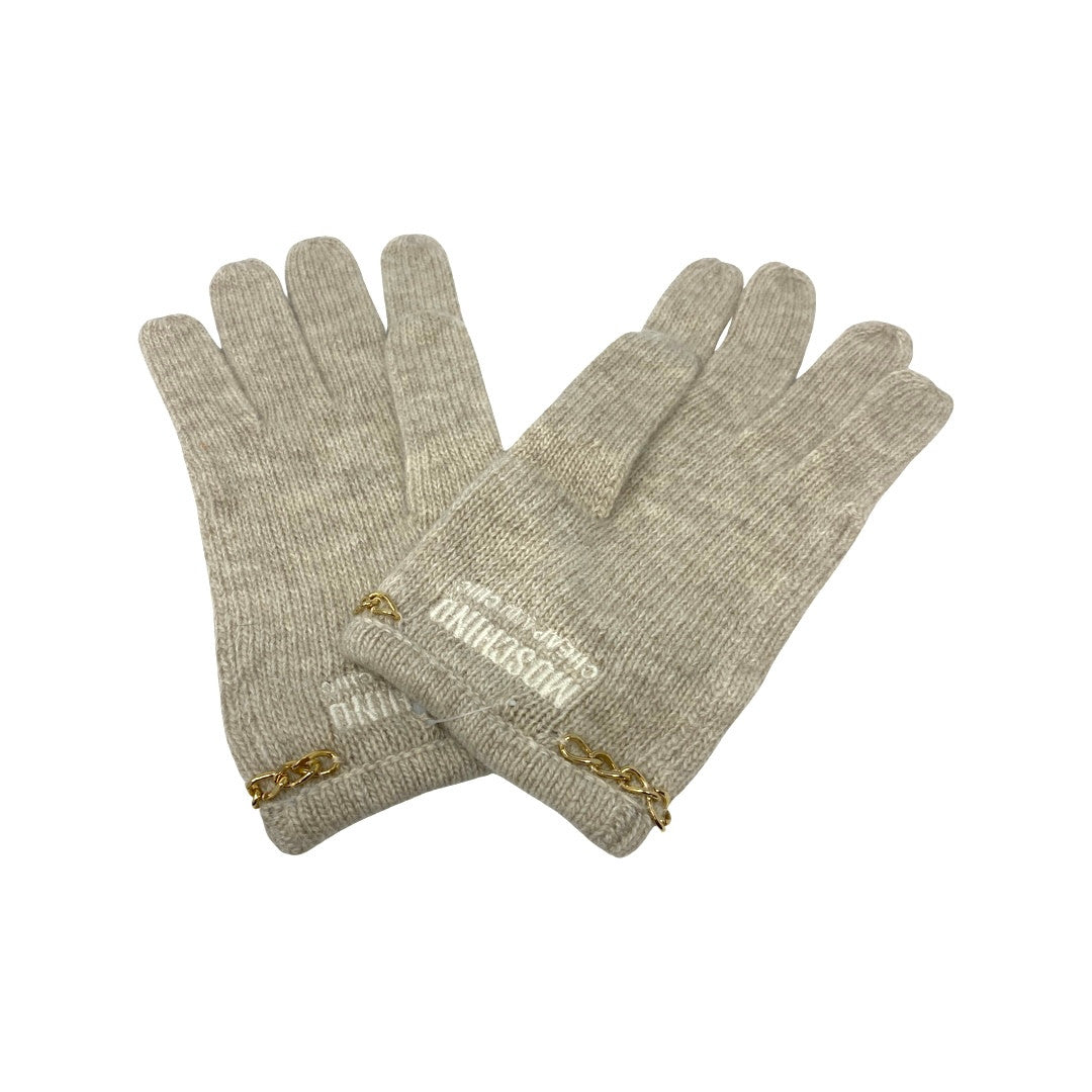 Moschino Cheap and Chic Beige Bow Chain Knit Gloves-Back
