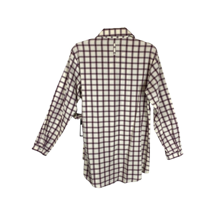 Kal Rieman Burgundy and Cream Brushed Plaid Wrap Shirt-Back