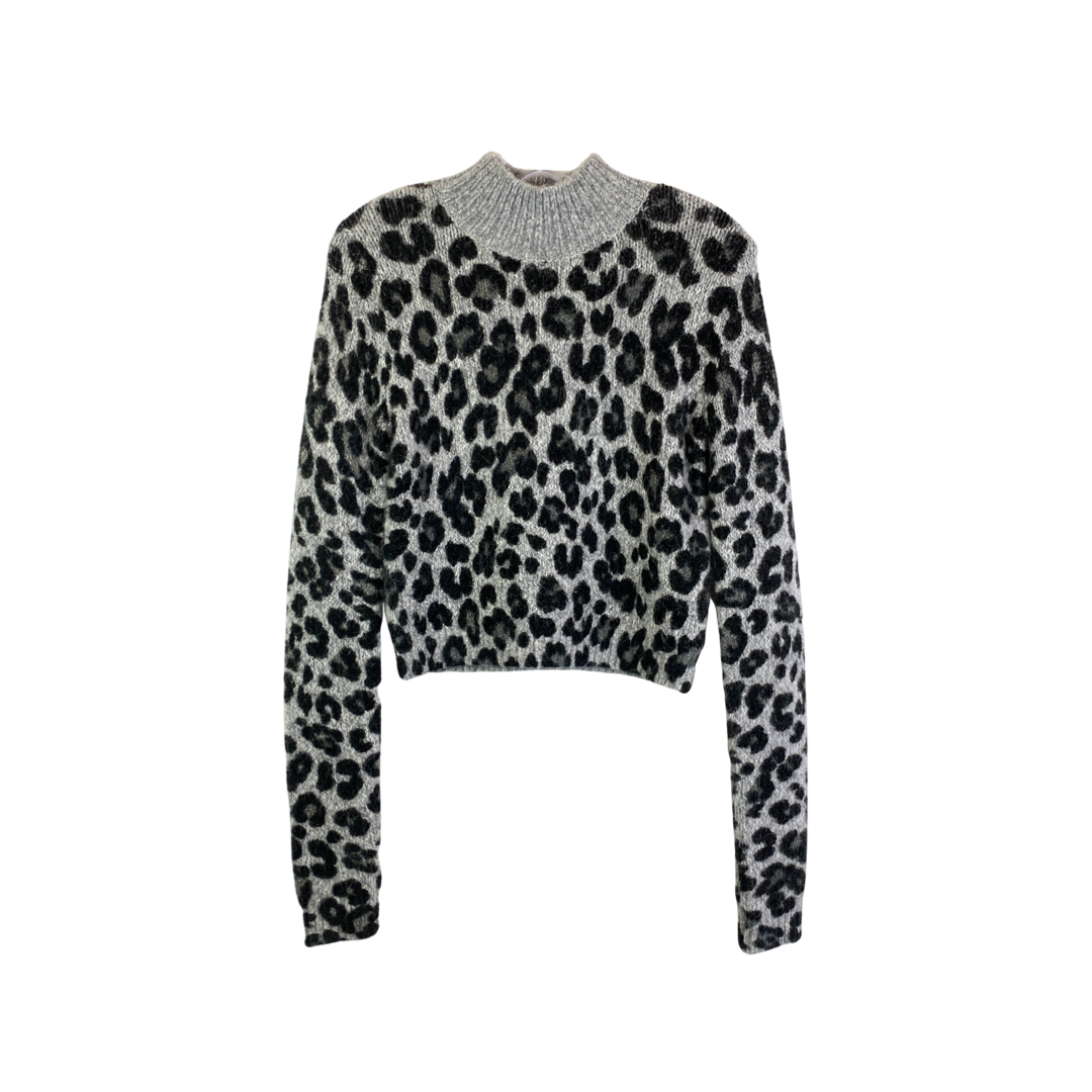 Black and Gray Leopard Print Sweater Set-Top front