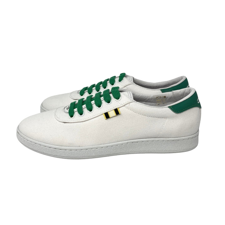 Aprix White Canvas and Kelly Green Accent Sneaker-side
